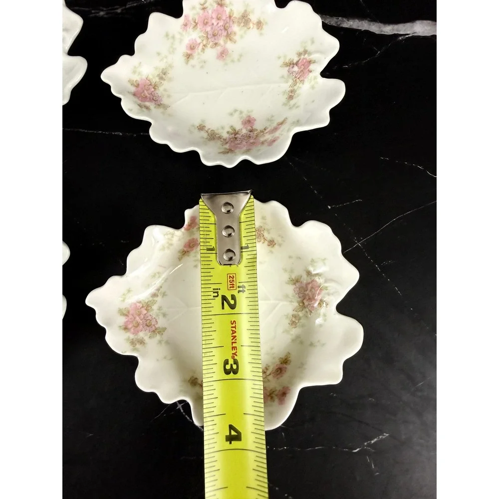 Antique Set of 4 Elite Works Limoges France Porcelain Leaf Butter Nut Dishes
